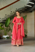 Vastranavya Gajri Chinnon with Embroidery Zari Sequins Work Gown