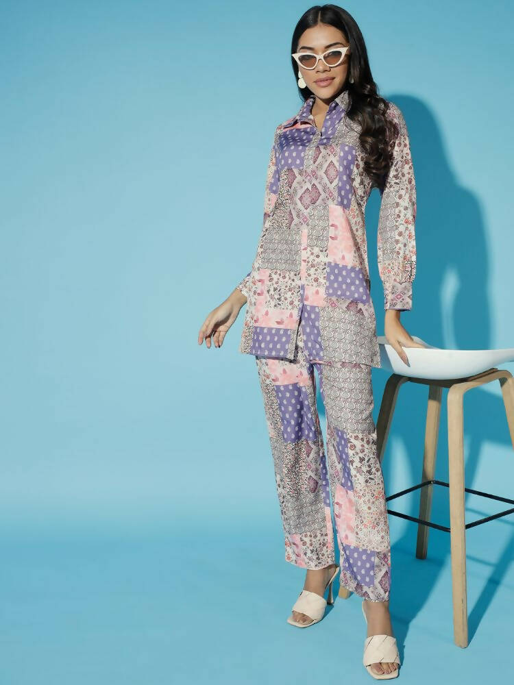 Myshka Women Multi-Printed Bling & Sparkly Co-Ords