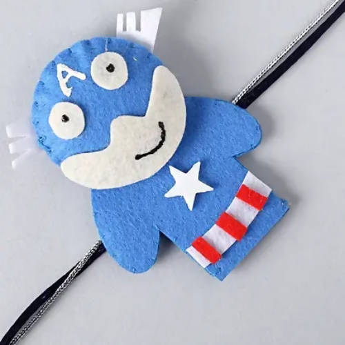 Captain America Cute Rakhi & Almonds Jar