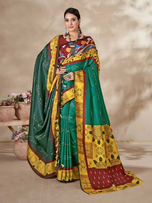 Aayaa Designer Winter Collection Printed Saree With Shawl - Multi Color