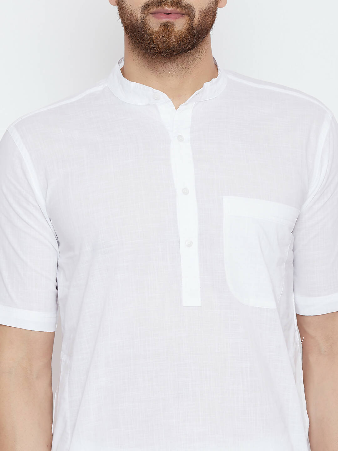 Even Apparels White Color Pure Cotton Men's Kurta With Band Collar