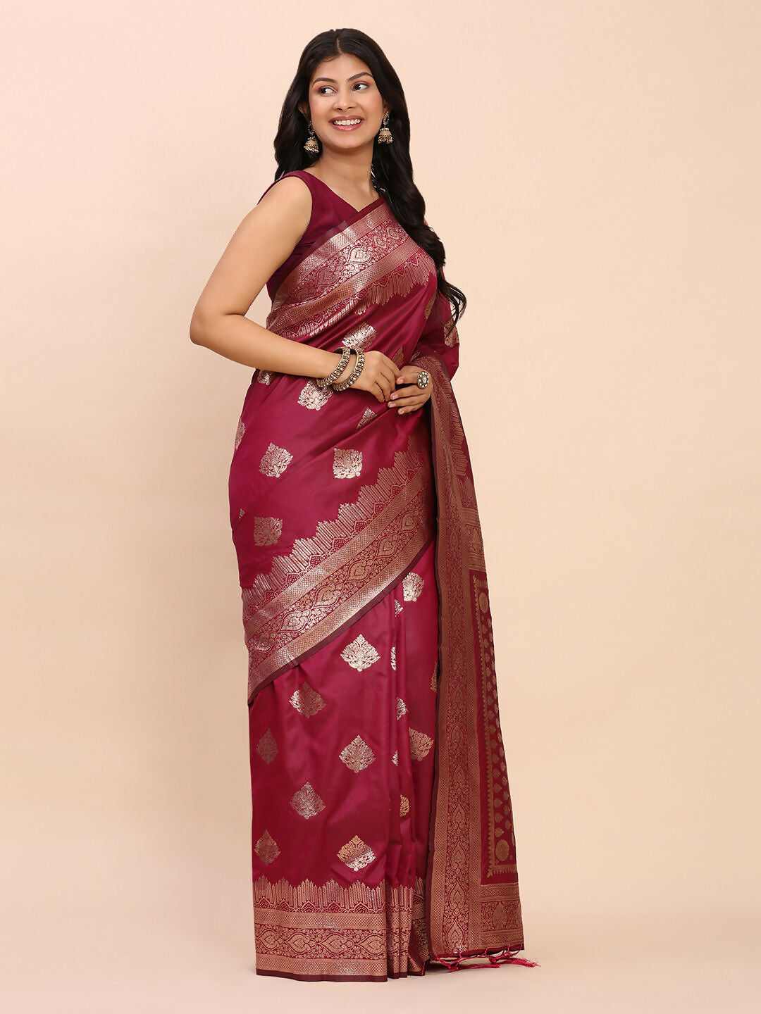 Shree Shyam Fashion Banarasi Silk Magenta Saree