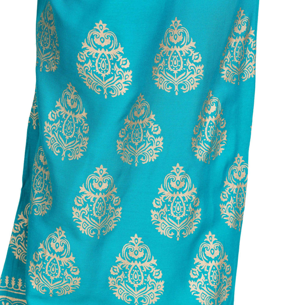 PAVONINE Rama Green Color Golden Printed Rayon Fabric Sharara For Women & Girls