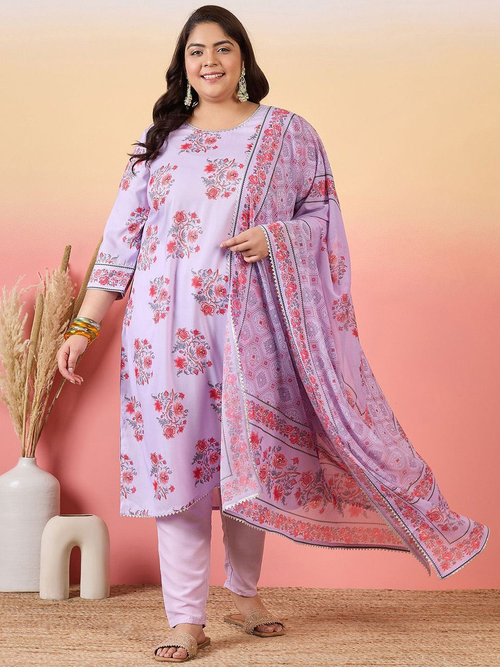 Sztori Women Floral Printed Regular Kurta with Trousers & With Dupatta