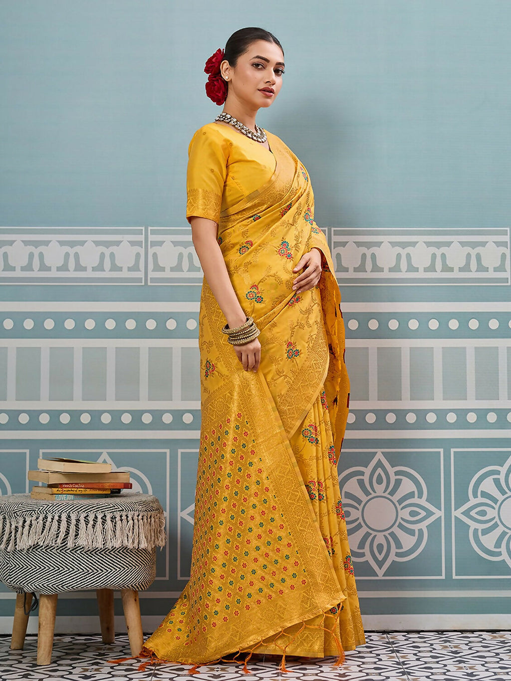 Shree Shyam Fashion Yellow Silk Saree