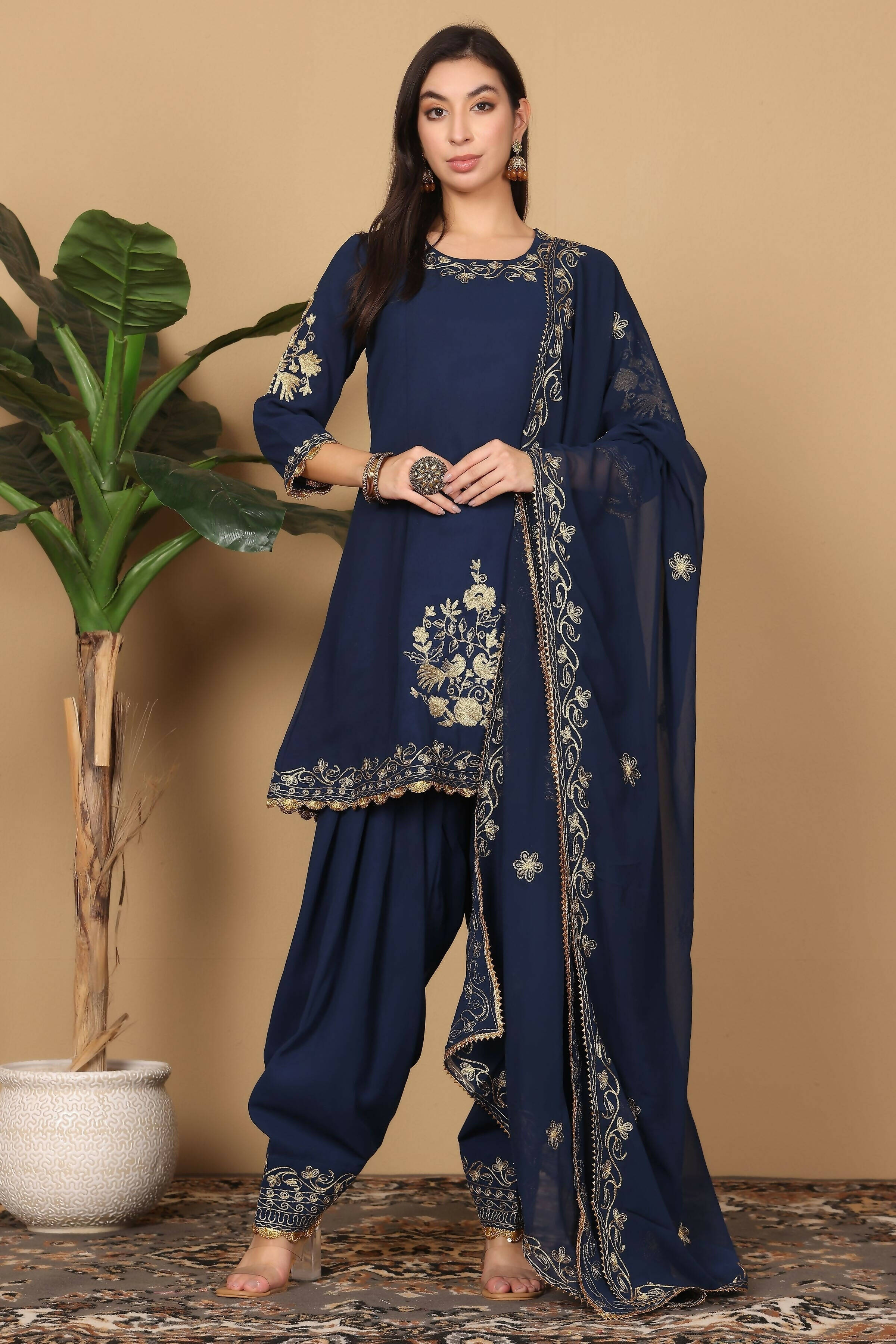 Joban Fashion Navy Blue Georgette Kurta Set