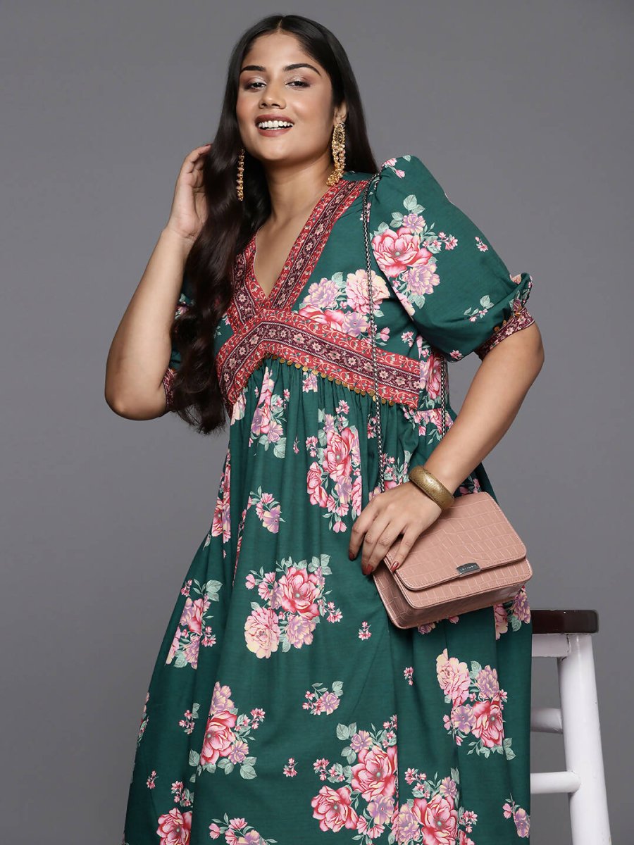 Ahalyaa Women's Traditional wear Ethnic Dress - Green