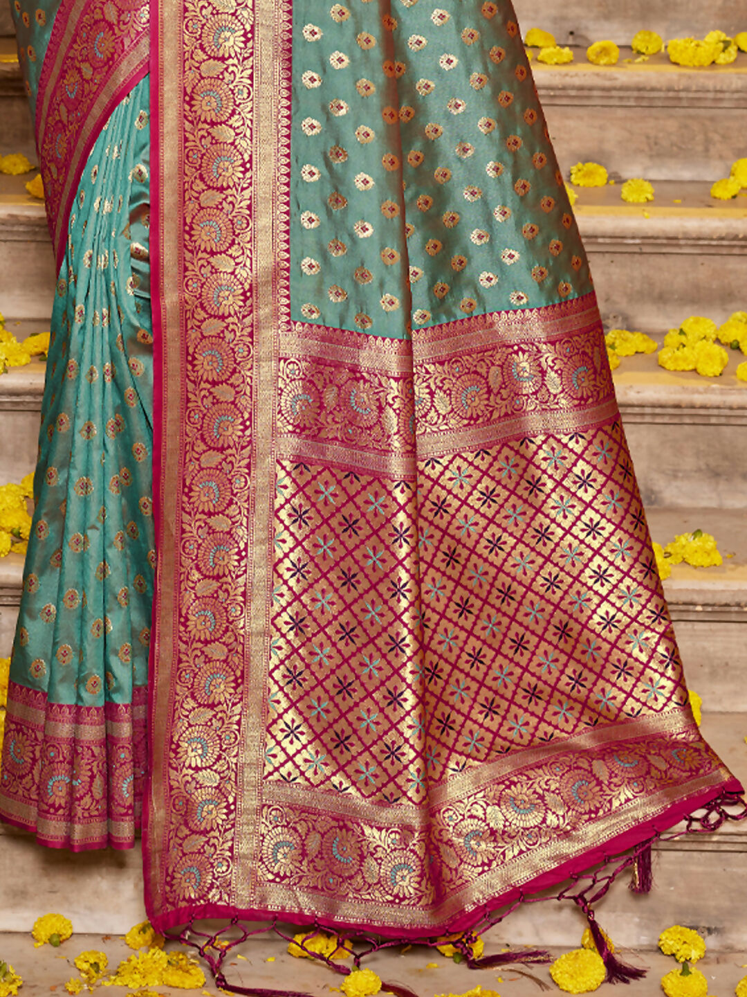 Shree Shyam Fashion Banarasi Silk Sea Green Saree