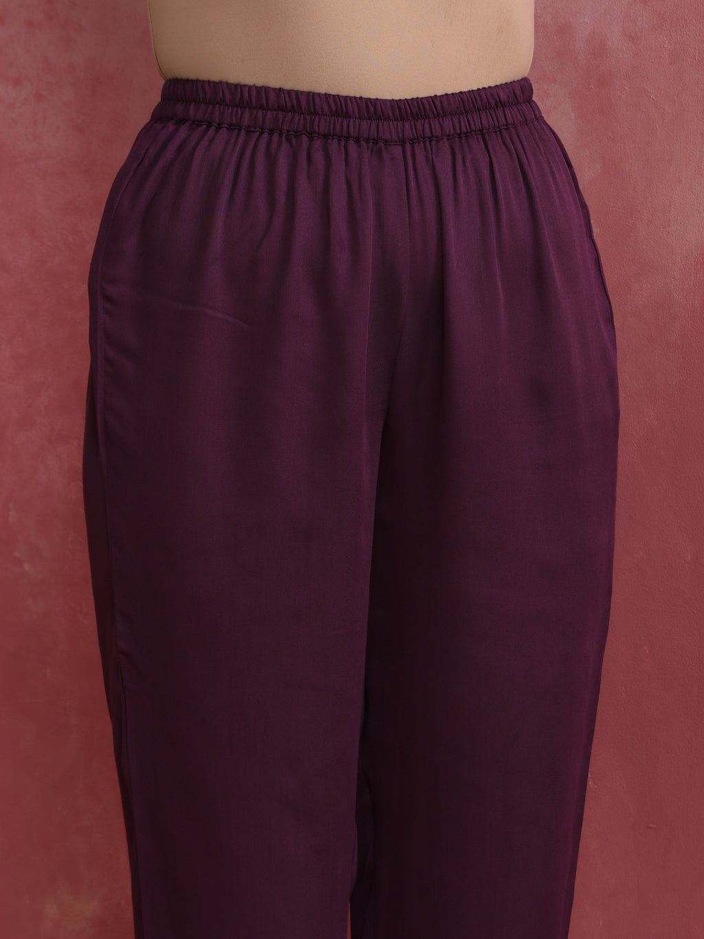 trueBrowns Purple Modal Pleated Kurta Set