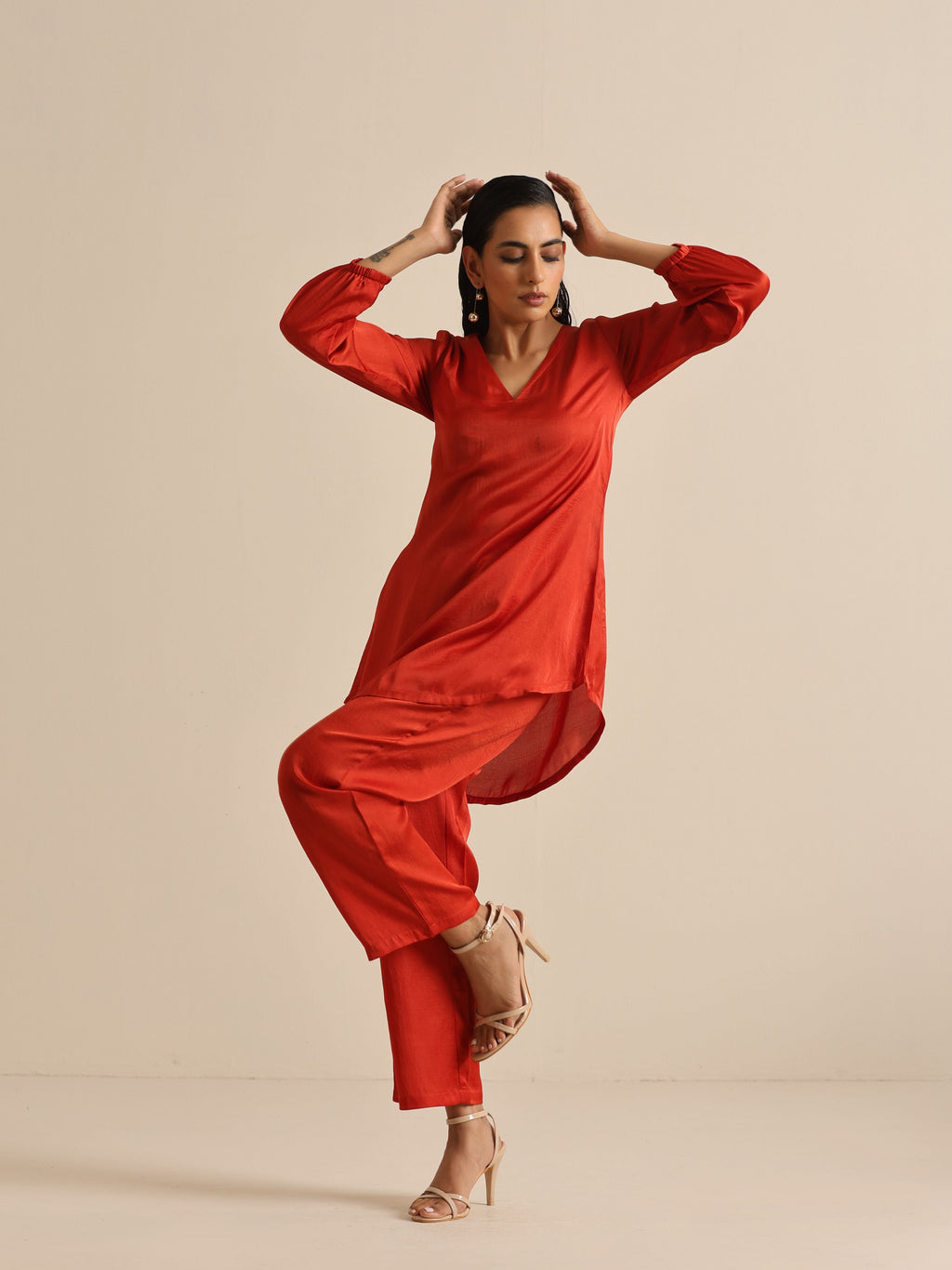trueBrowns Rust Silk Blend Short Co-Ord Set