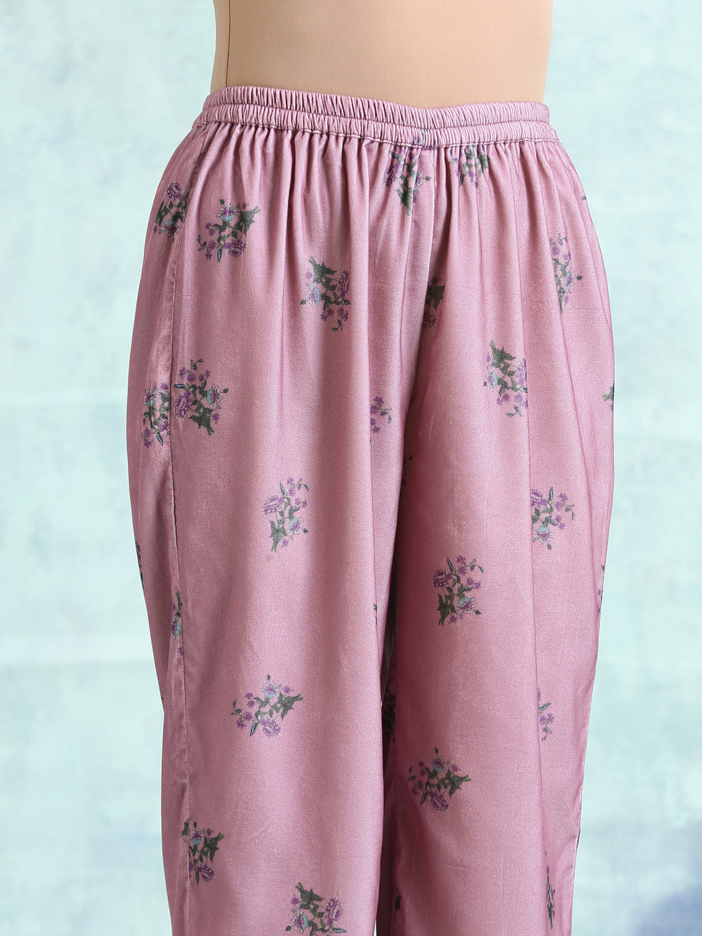 trueBrowns Light Mauve Printed Velvet Co-Ord Set