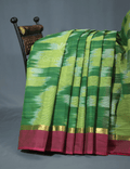 Dual Shades of Parrot Green And Mango Green Mangalagiri Ikkat Cotton Saree By Gayathri Reddy Designer Studio