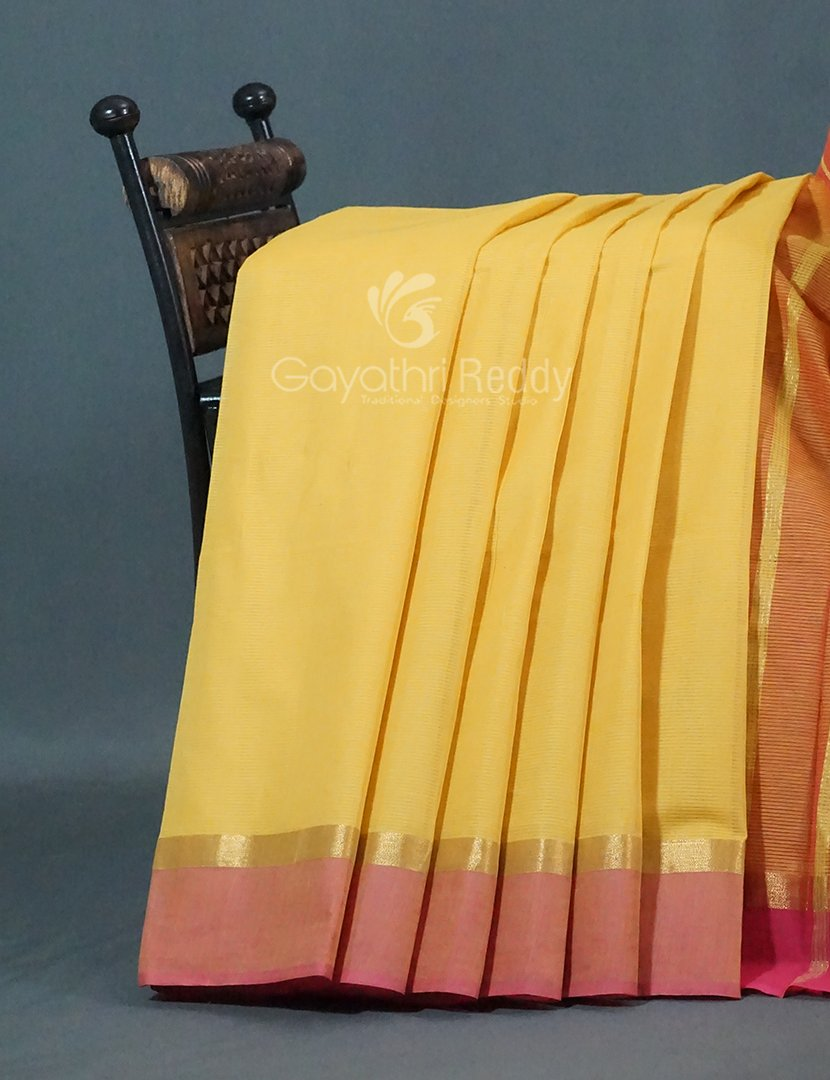 Shades of Yellowish Pure Mangalgiri Cotton By Gayathri Reddy Designer Studio