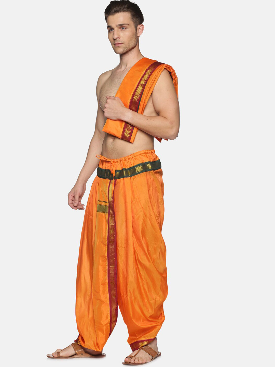 Sethukrishna Men Orange Readymade Dhotis