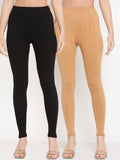 TAG 7 Women Pack Of 2 Solid Comfort-Fit Ankle-Length Leggings