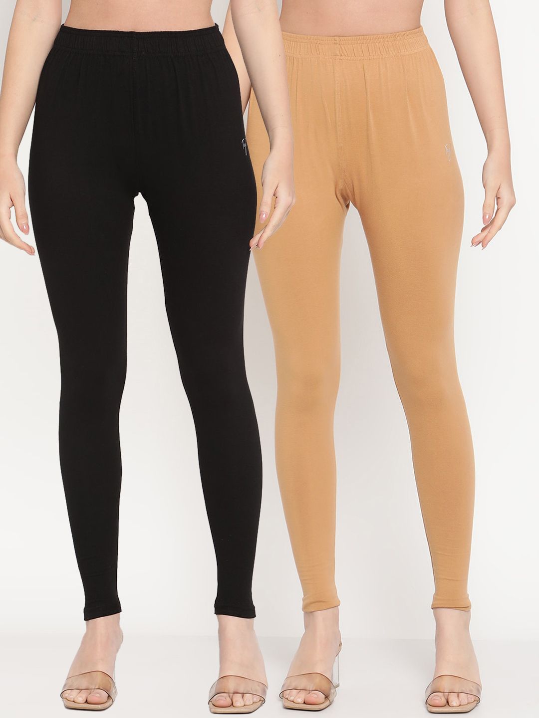 TAG 7 Women Pack Of 2 Solid Comfort-Fit Ankle-Length Leggings