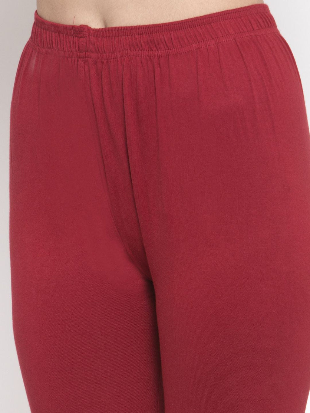TAG 7 Women Pack Of 2 Mustard Yellow & Maroon Solid Churidar-Length Leggings