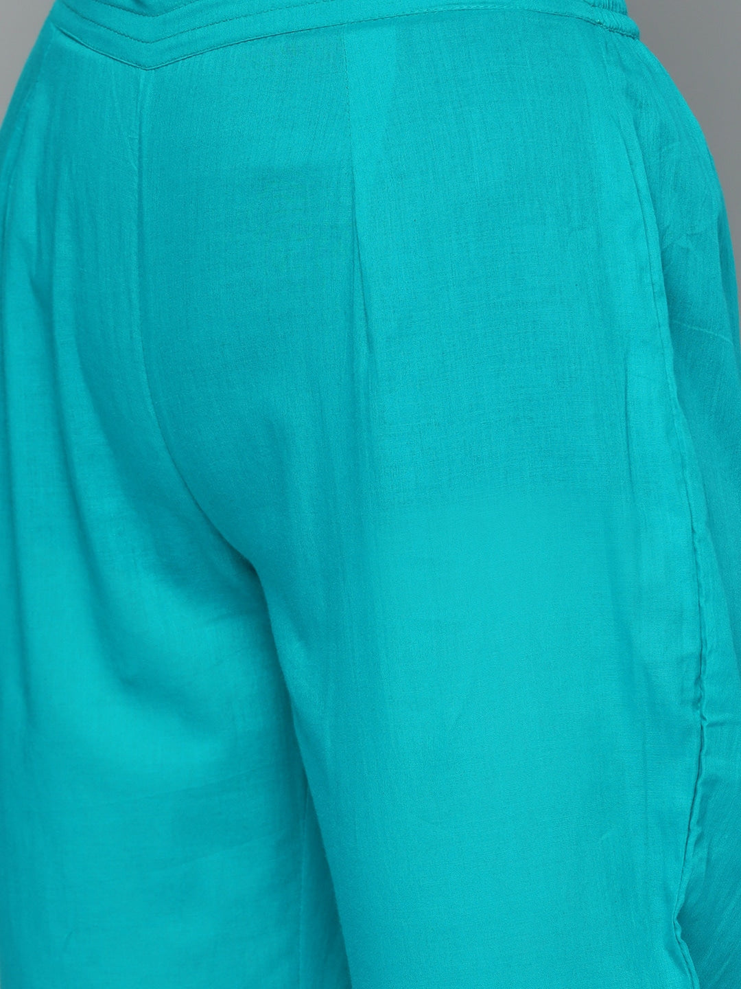 HERE&NOW Women Blue Ethnic Motifs Embroidered Thread Work Kurta with Trousers & With Dupatta