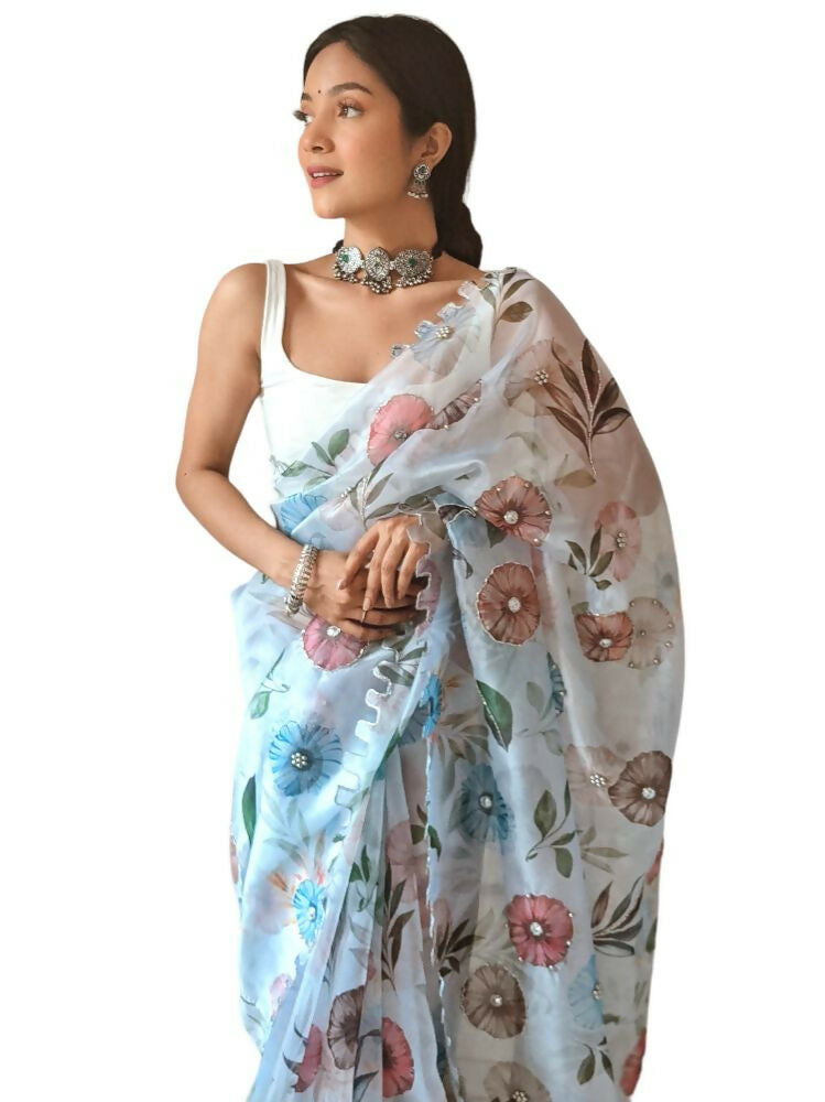 Vamsee Aarushi Mix Color Organza Saree