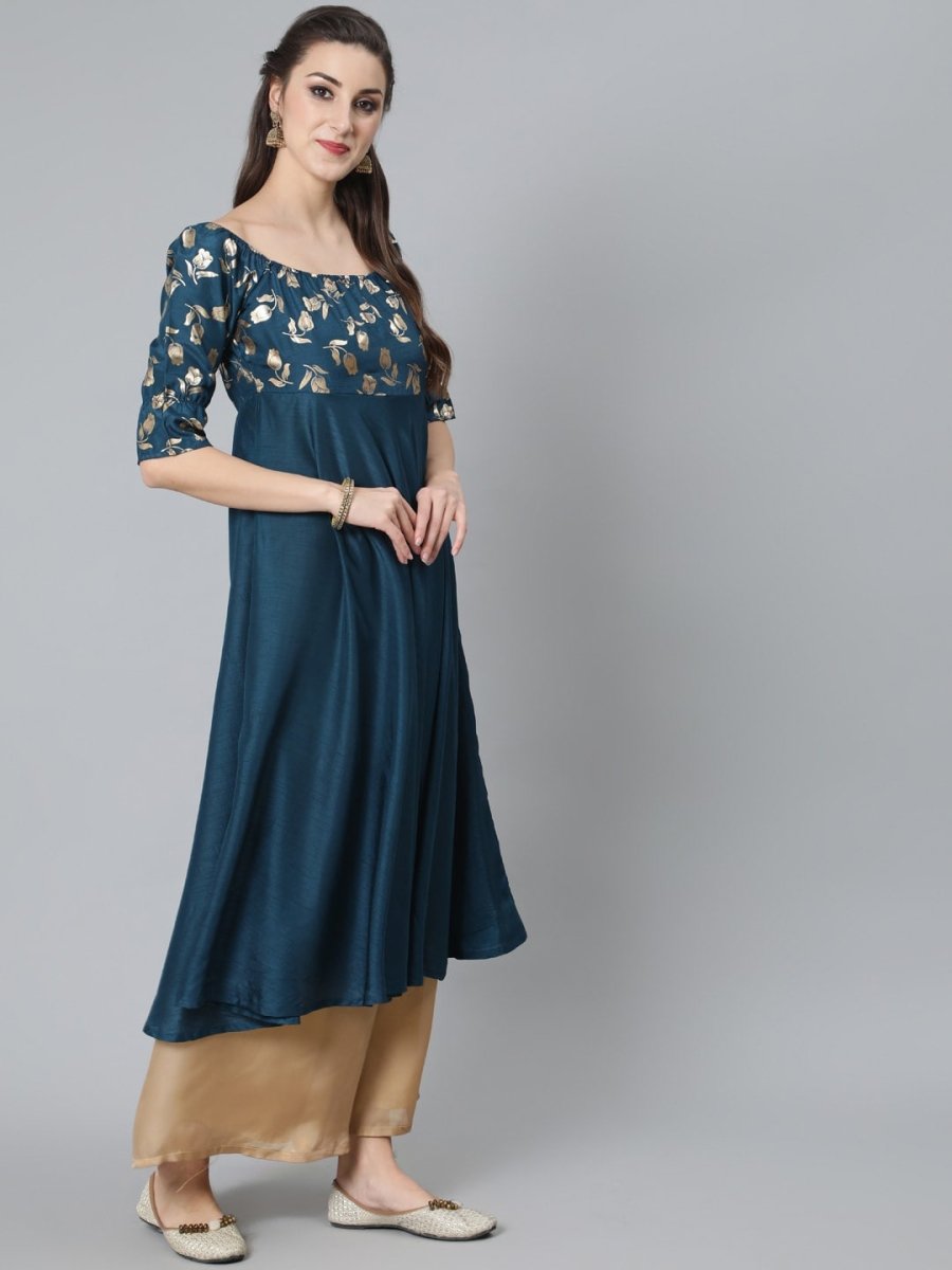 Aks Floral Yoke Design Anarkali Kurta