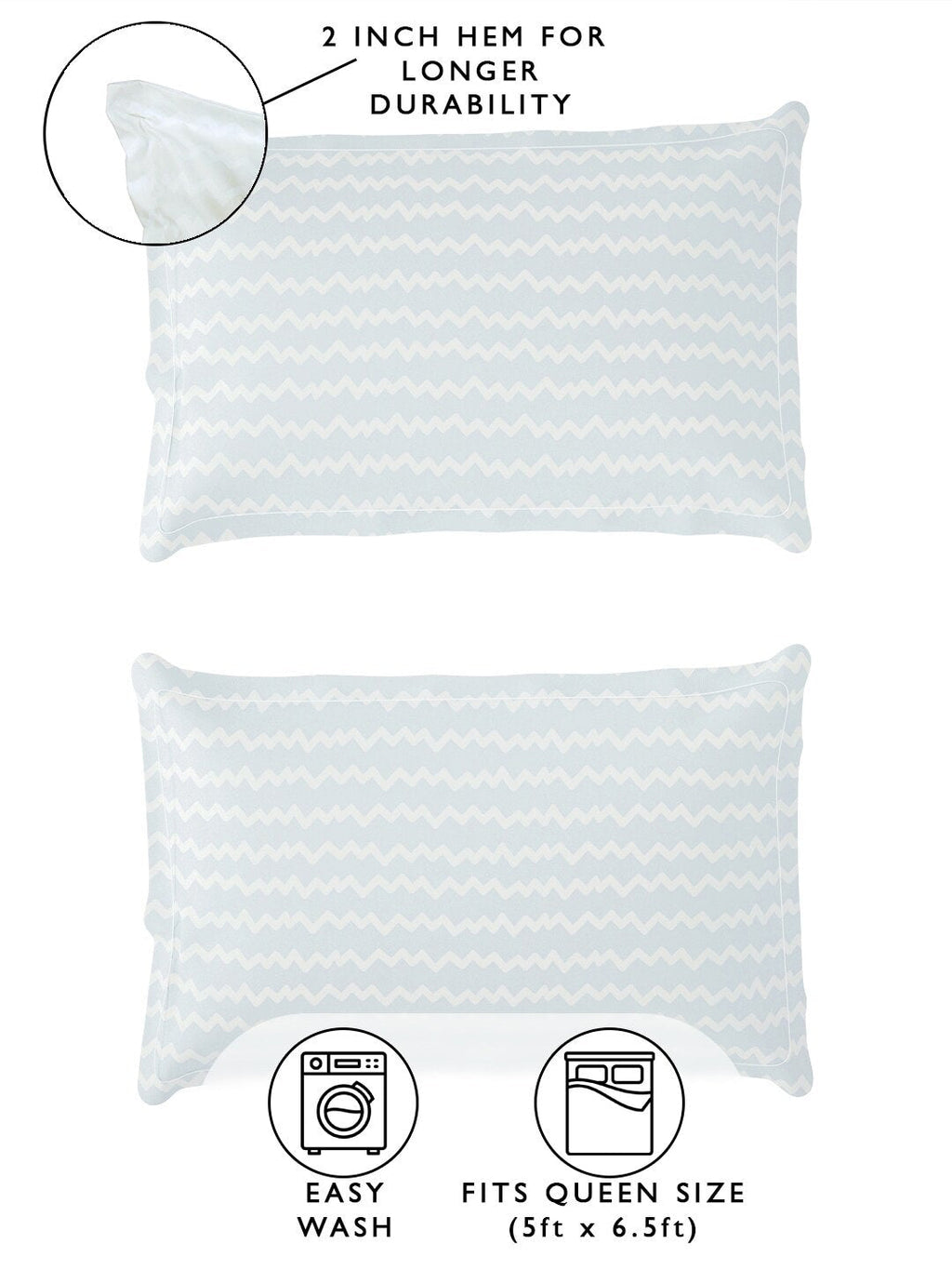 Story@home Arena White & Blue Geometric Printed 180 TC Queen Bedsheet & 2 Pillow Covers