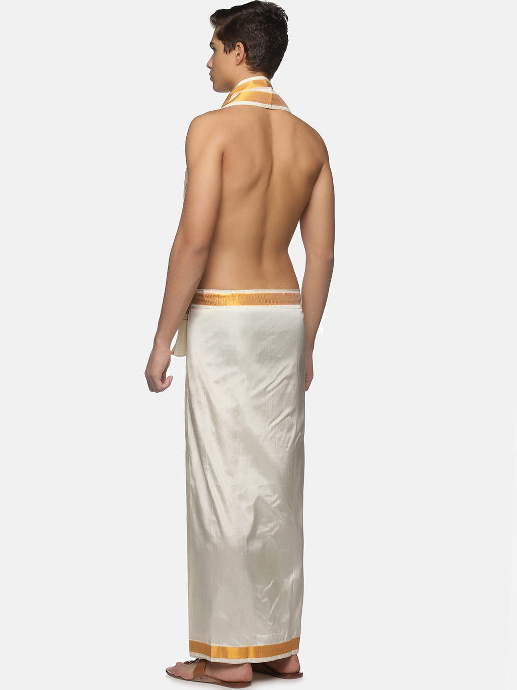 Sethukrishna Cream-Coloured Solid Dhotis For Men