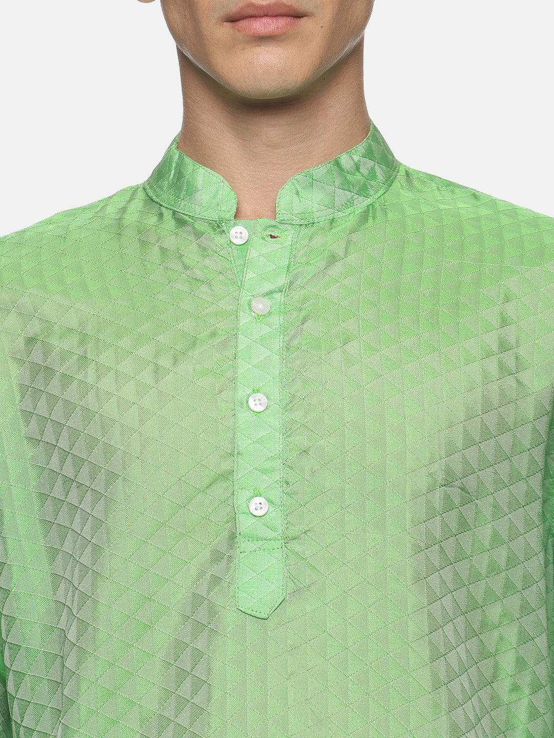 Sethukrishna Men Green Printed Kurta with Patiala