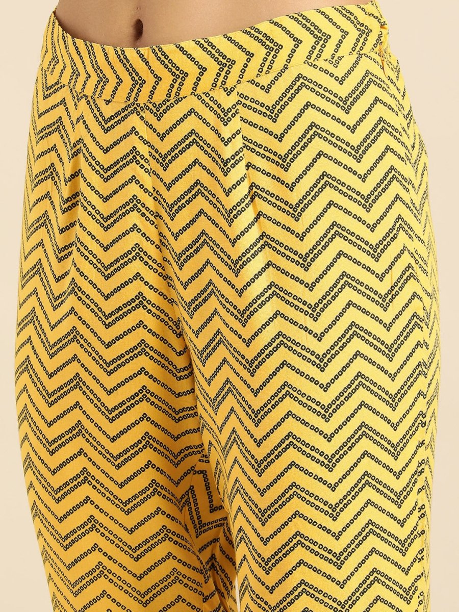 All About You Women Yellow Printed Kurta with Trousers & With Dupatta