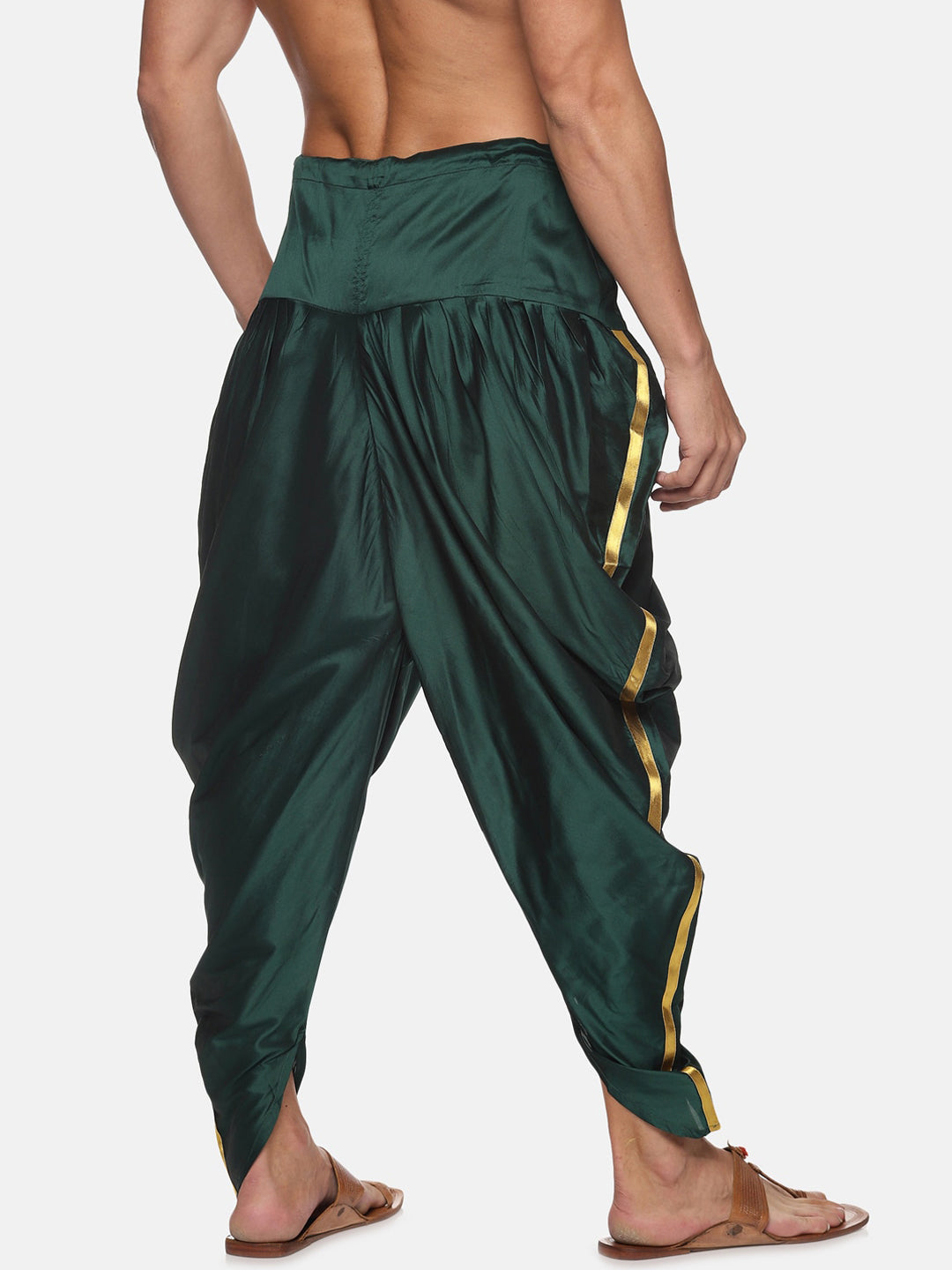 Sethukrishna Men Dark-Green Solid Dhoti Pants