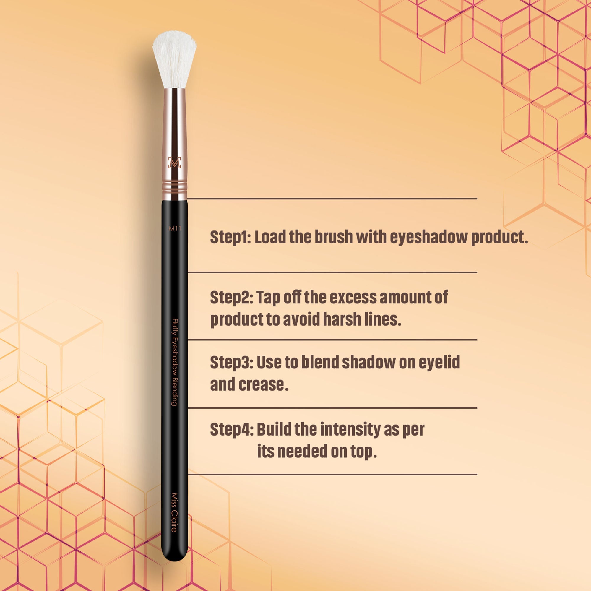 Miss Claire M11 - Fluffy Eyeshadow Blending Brush (White) - Rose Gold