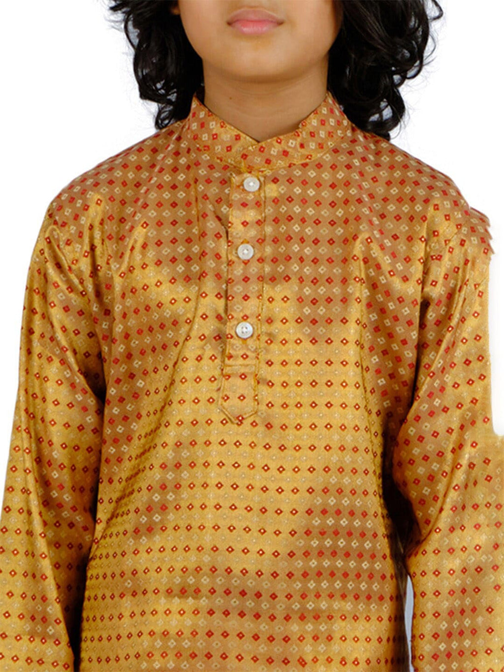 Sethukrishna Boys Yellow & Red Printed Kurta with Dhoti Pants