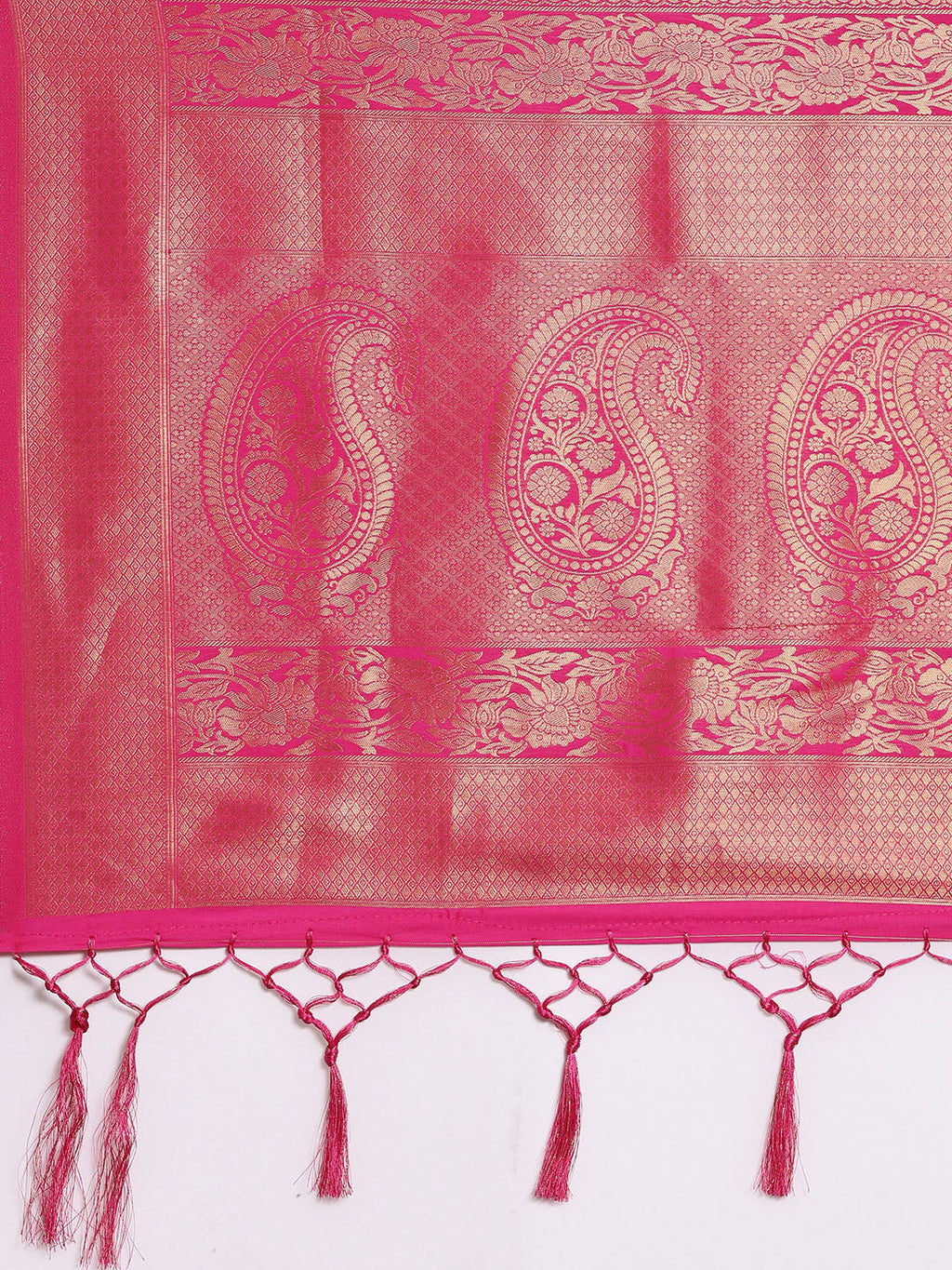 Saree Mall Pink Ethnic Motifs Zari Silk Blend Banarasi Saree For Women