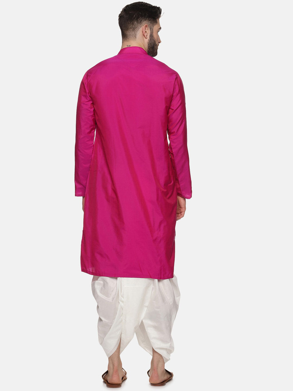 Sethukrishna Men Rose Angrakha Kurta with Dhoti Pants
