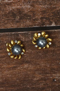 Joban Fashion Women Brass Golden White Ad Earrings