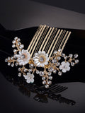 Panash Women Gold-Toned & White Embellished Comb Pin