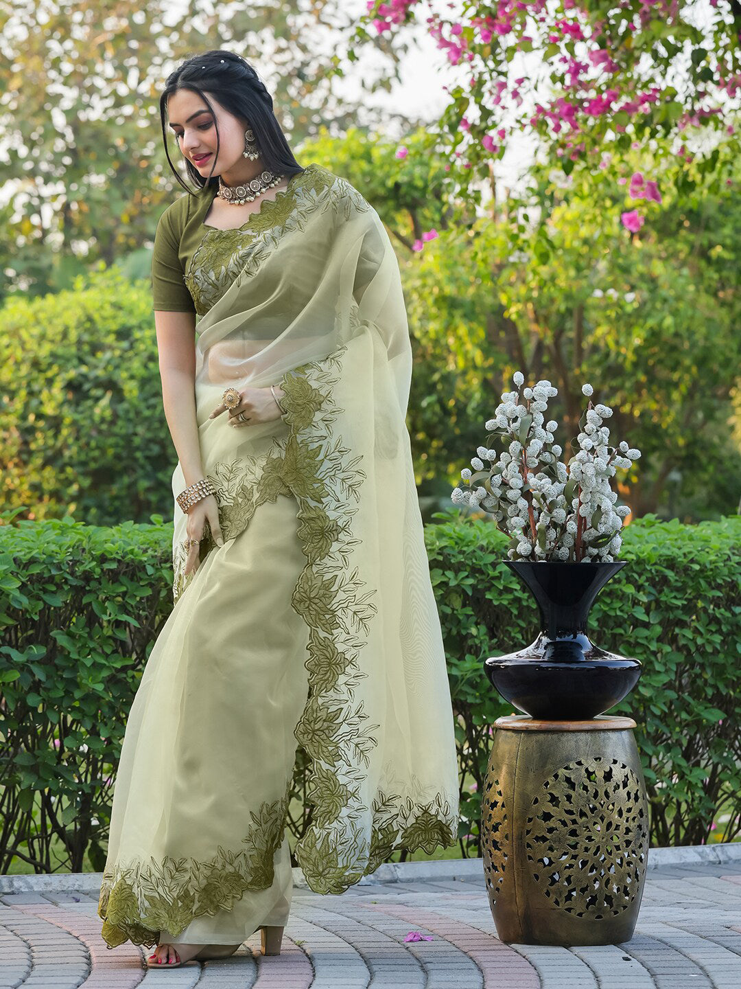 Tikhi Imli Embroidered Organza Saree