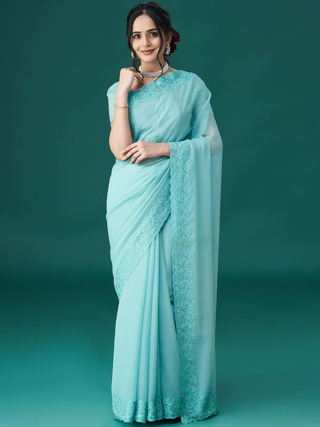 kasee Ethnic Motifs Embroidered Embellished Saree