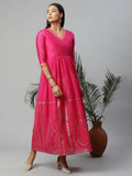 Ahalyaa Womens Pink Crepe Printed Dress
