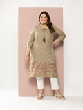 Sztori Plus Size Ethnic Motifs Tie-Up Neck Kurta