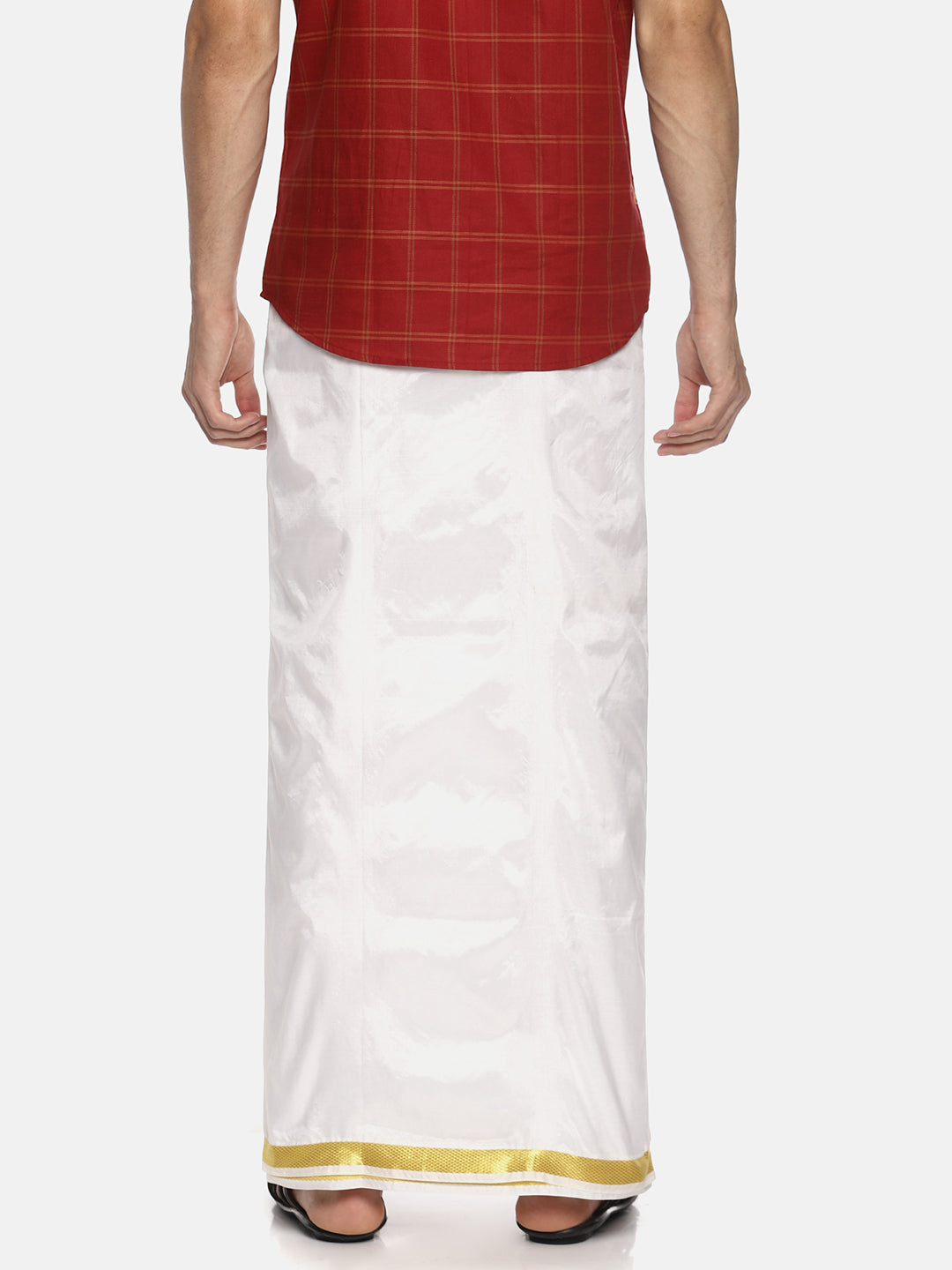 Sethukrishna White Solid Readymade Dhoti For Men
