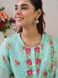 Indo Era Women Floral Embroidered Thread Work Linen Kurta with Trousers & With Dupatta