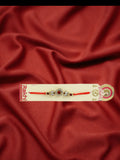 NVR Men Gold-Toned Stone-Studded Rakhi With Roli Chawal