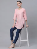 Ahalyaa Women Baby Pink Beautiful Pure Cotton Printed Tunic