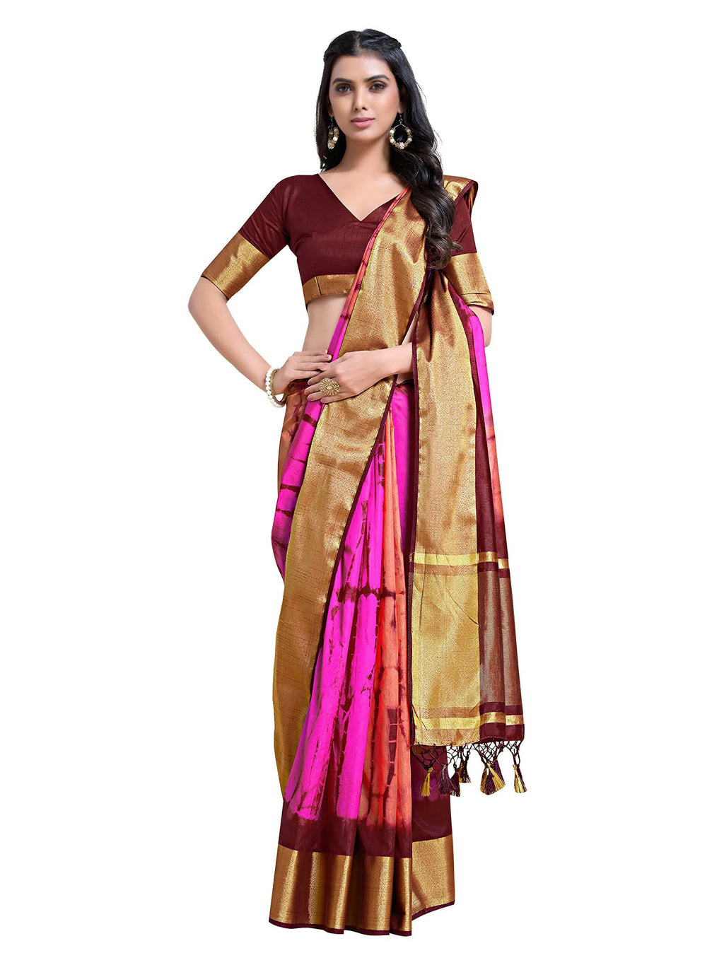 Mimosa Women's Banarasi Silk Multicolor Saree