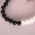 NVR Men & Women Black & White Marbel Crystal Elasticated Bracelet