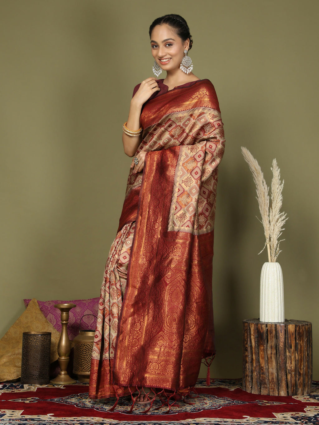 Shree Shyam Fashion Lichi Silk Cream Saree