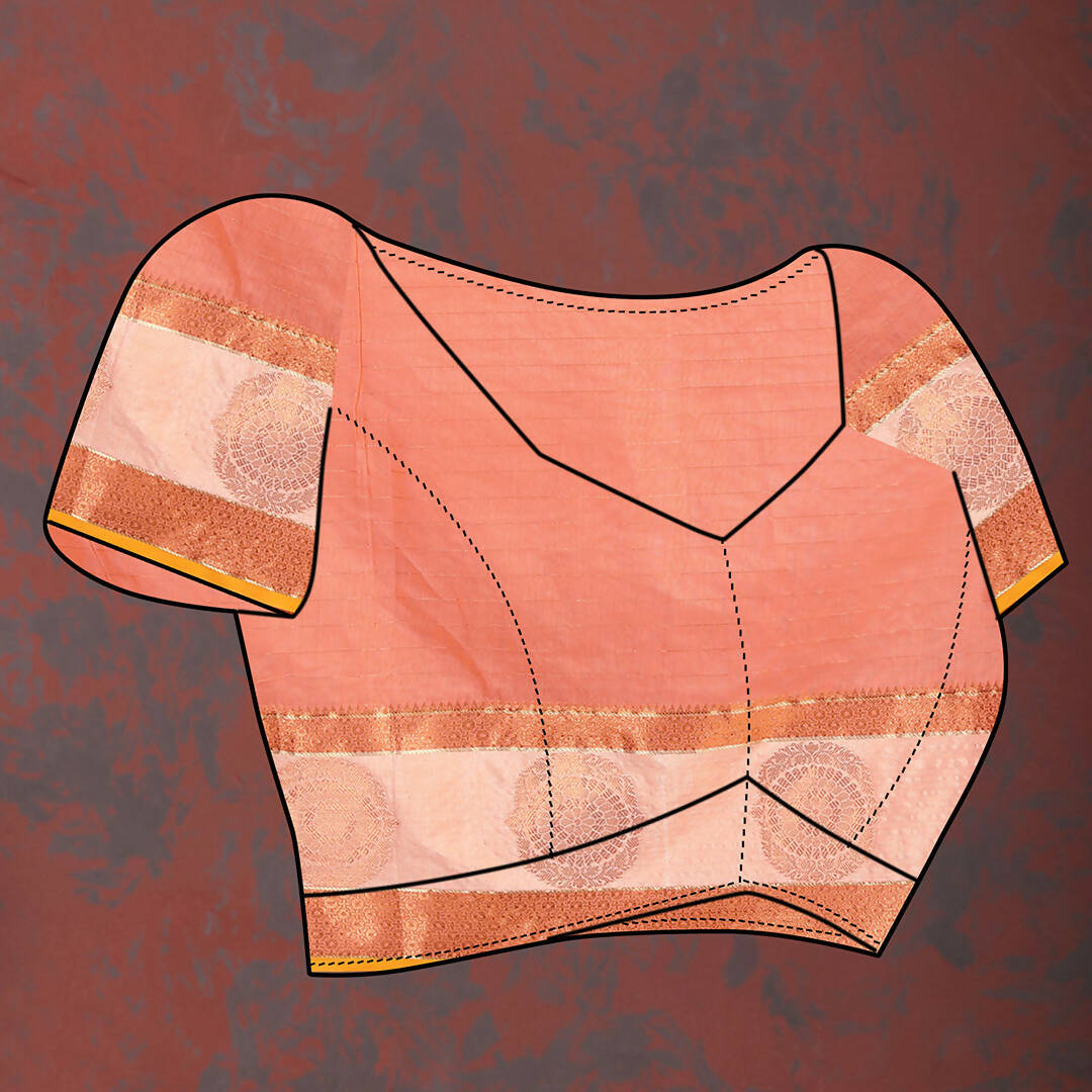 Lorenvalley Fashion Peach Cotton with Woven Design Zari Weaving Saree
