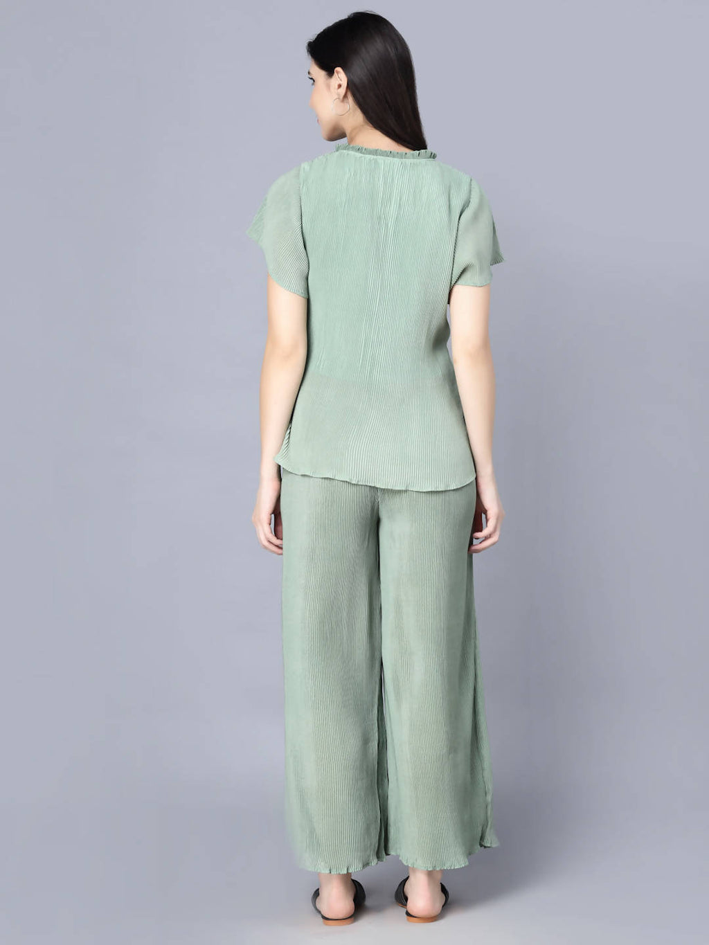 Myshka Women Green Top with Palazzos