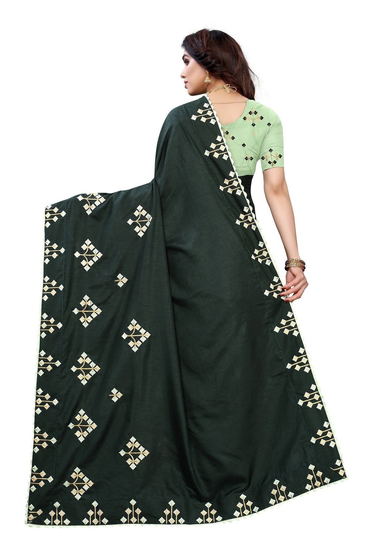 Vamika Green Dola Silk Embroidery Saree (JENY GREEN)