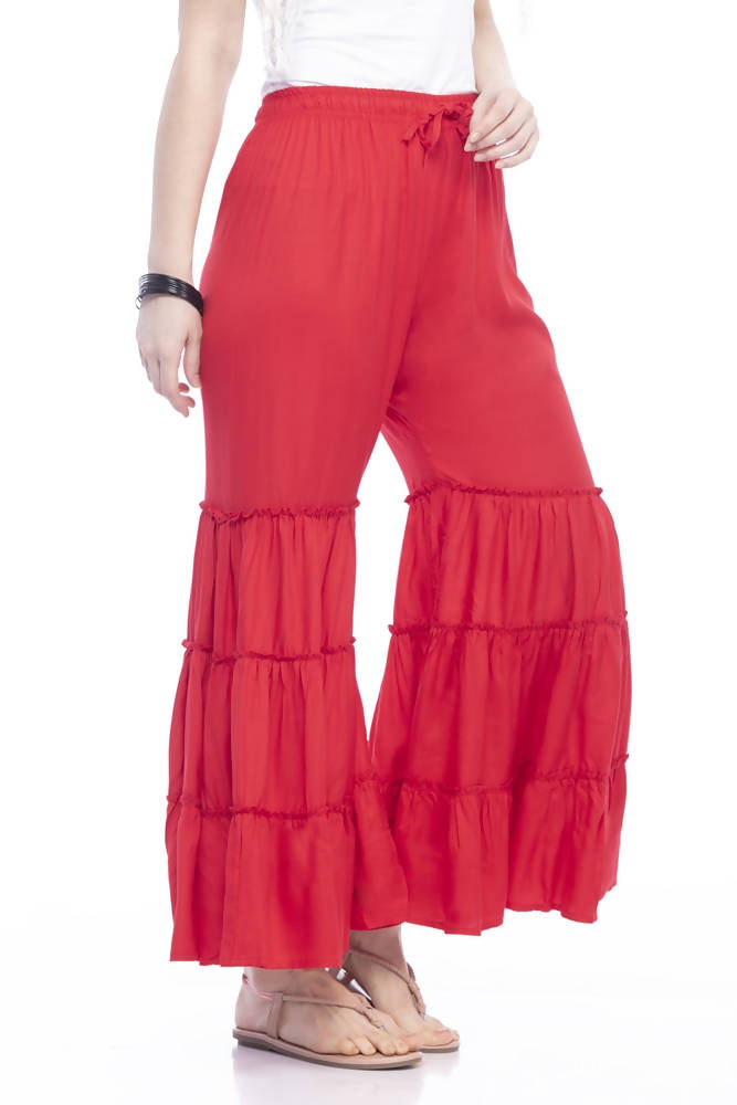 Mominos Fashion Reyon Cotton Red Palazzo
